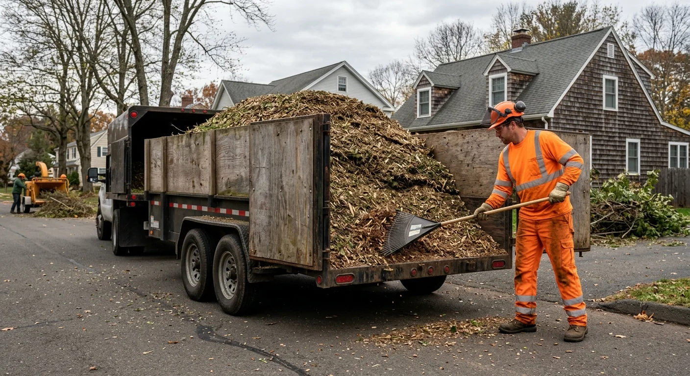 Loaded trailer of chipped brush ready for green-waste disposal