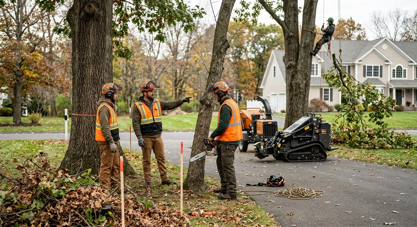 Selective tree removal near property line preserving mature trees on a lot
