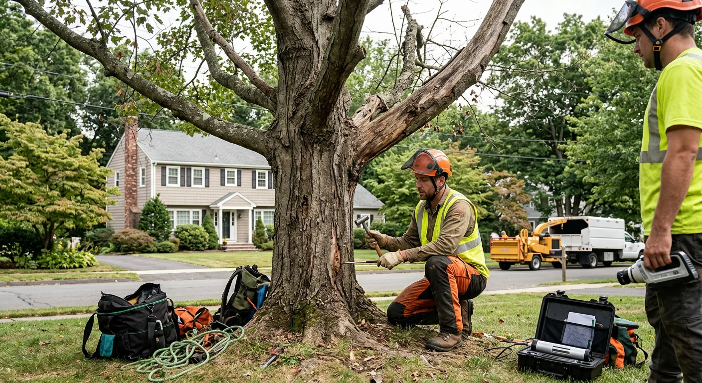 Before context showing a stressed tree with thinning canopy and deadwood