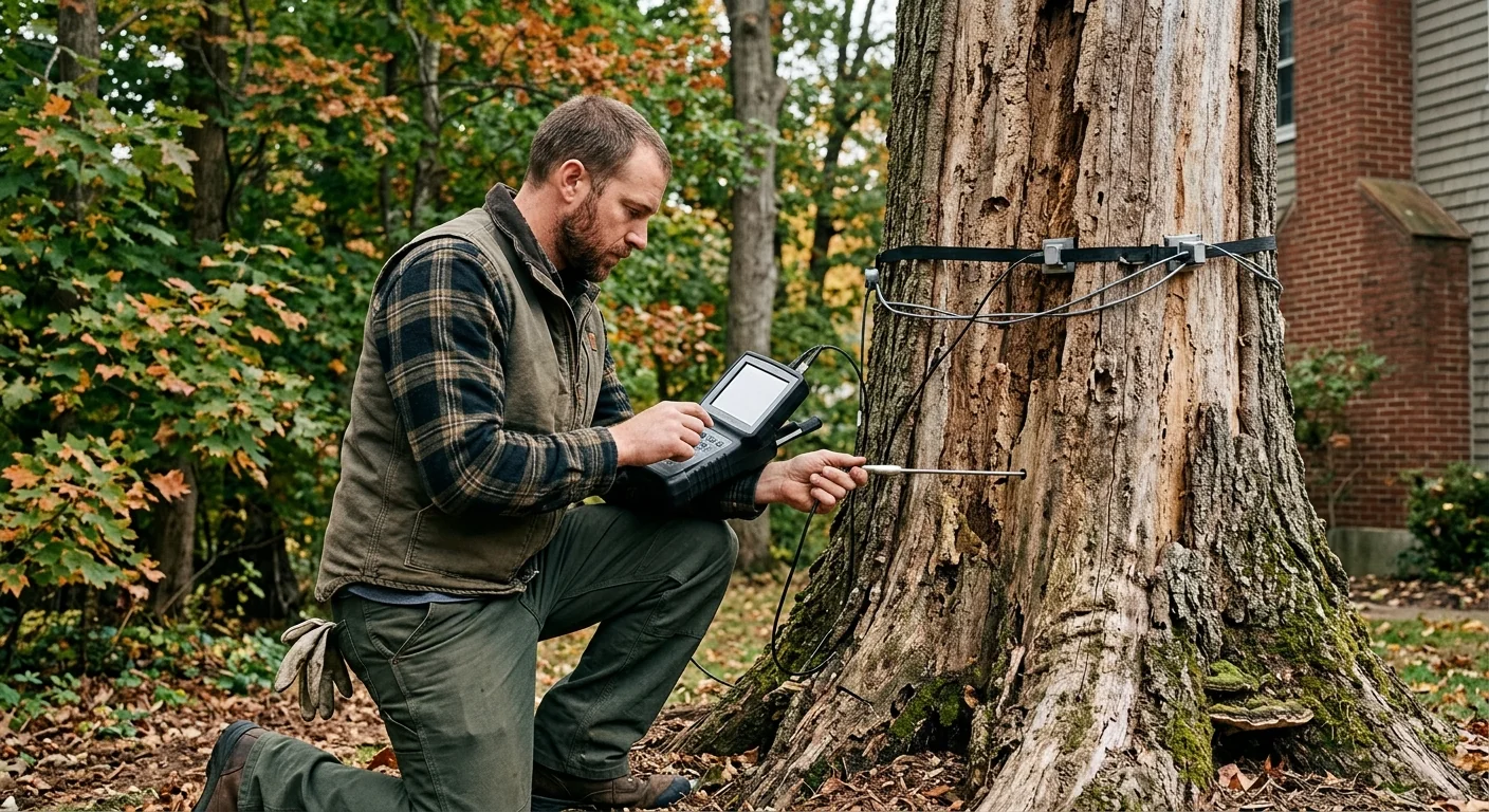 Diagnostic tool checking internal decay on a large trunk during assessment